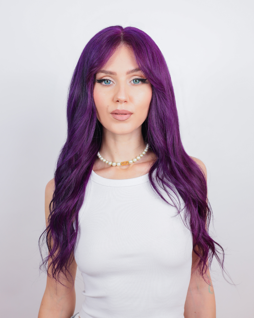 Power Violet Human Hair Wig with Bangs