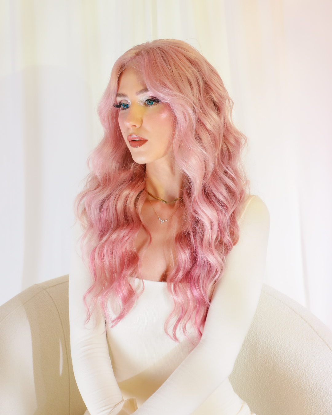 PETAL PINK NATURAL WAVE HUMAN HAIR WIG
