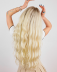 Canvas Blonde Echthaarperücke in 20 Zoll glatt
