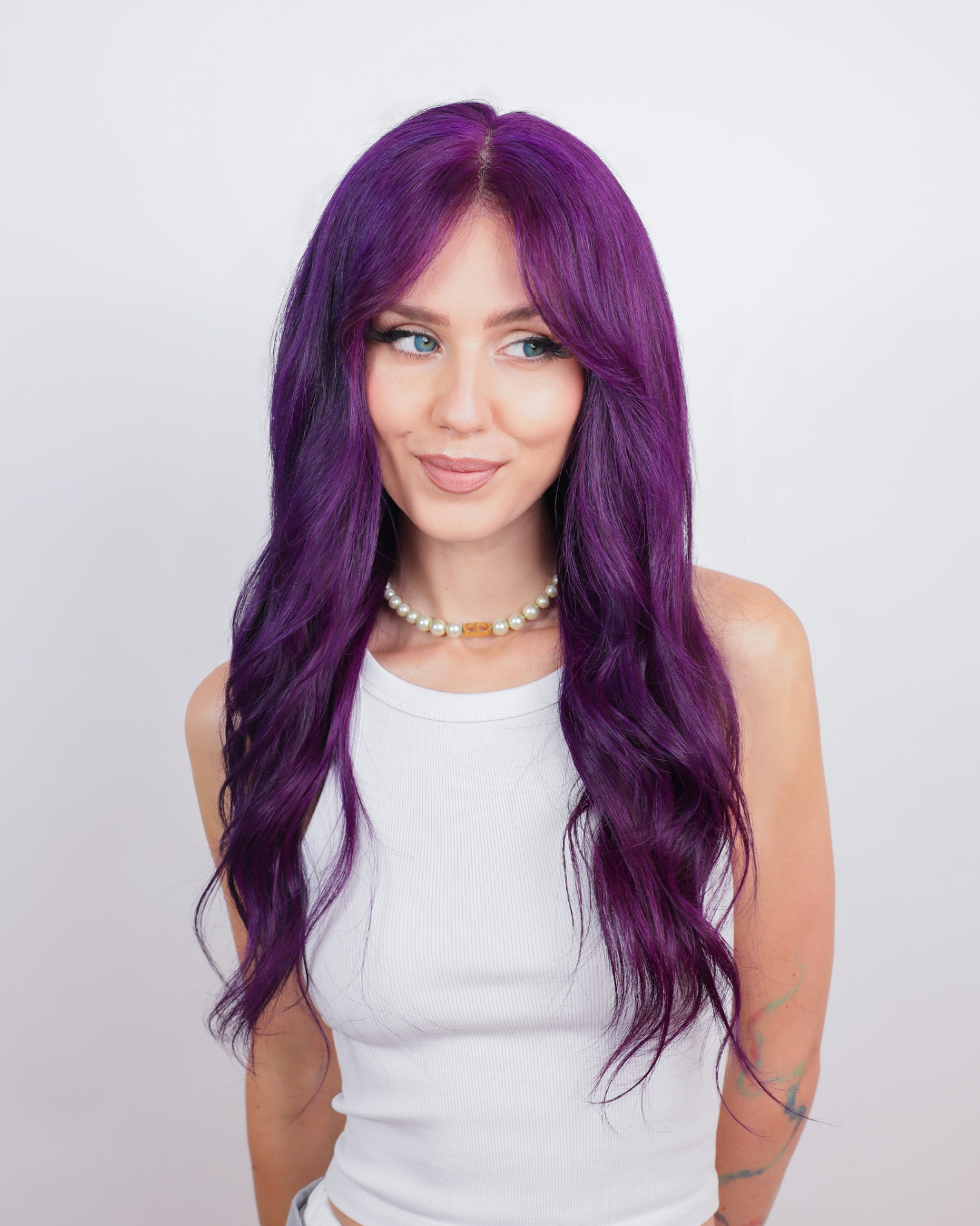 Power Violet Human Hair Wig with Bangs