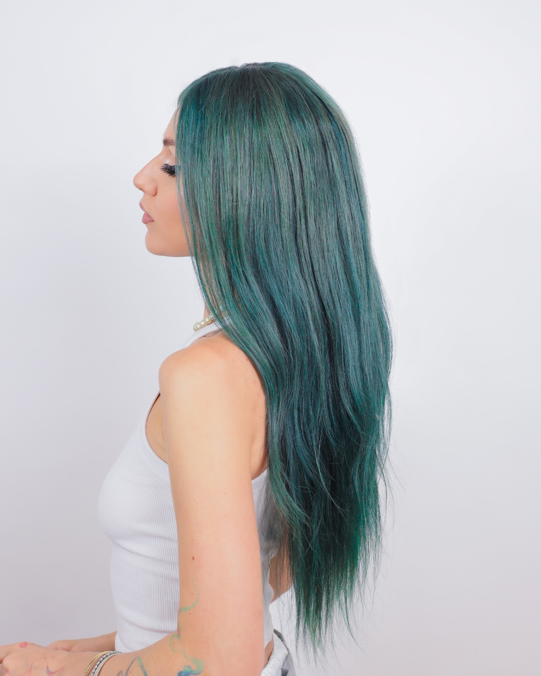 Ivy League Green Human Hair Wig