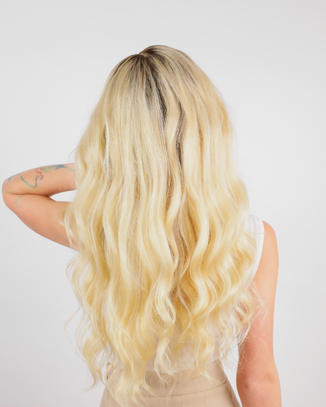ROOTED CANVAS BLONDE NATURAL WAVE HUMAN HAIR WIG