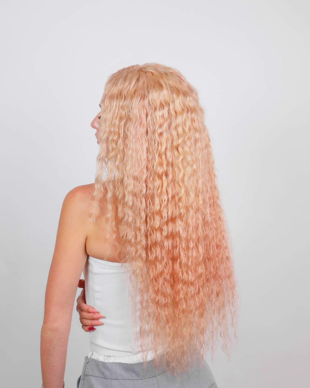 STRAWBERRY BLONDE WATER WAVE HUMAN HAIR WIG