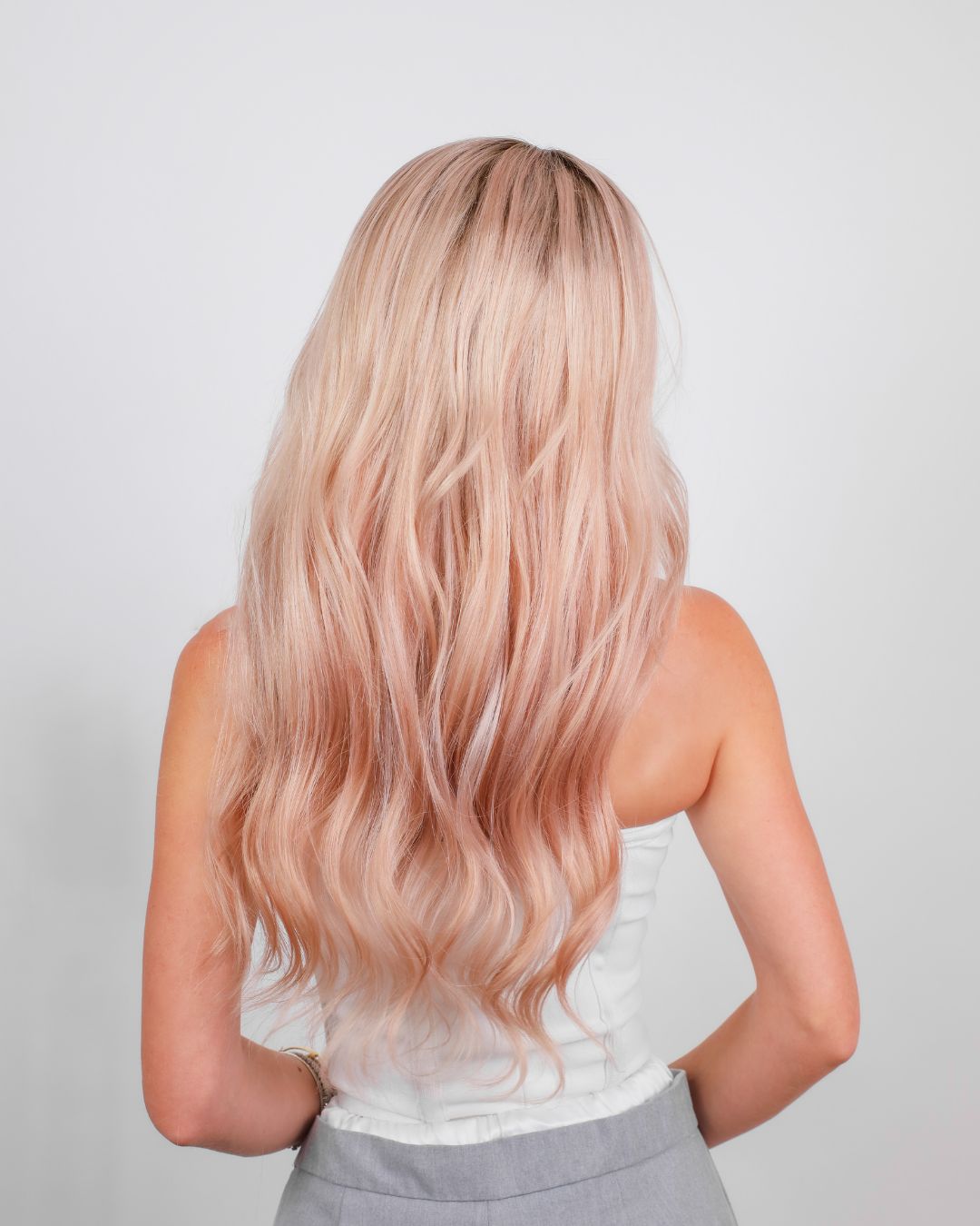 LIGHT ROOTED BLUSH NATURAL WAVE HUMAN HAIR WIG