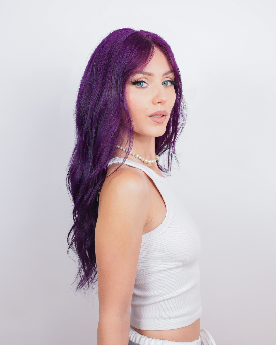Power Violet Human Hair Wig with Bangs