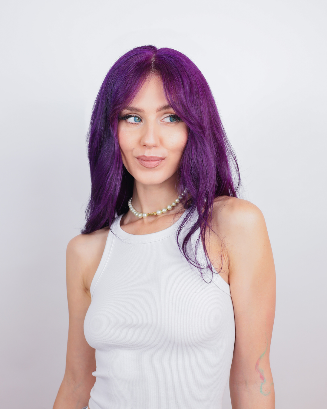 Power Violet Human Hair Wig with Bangs