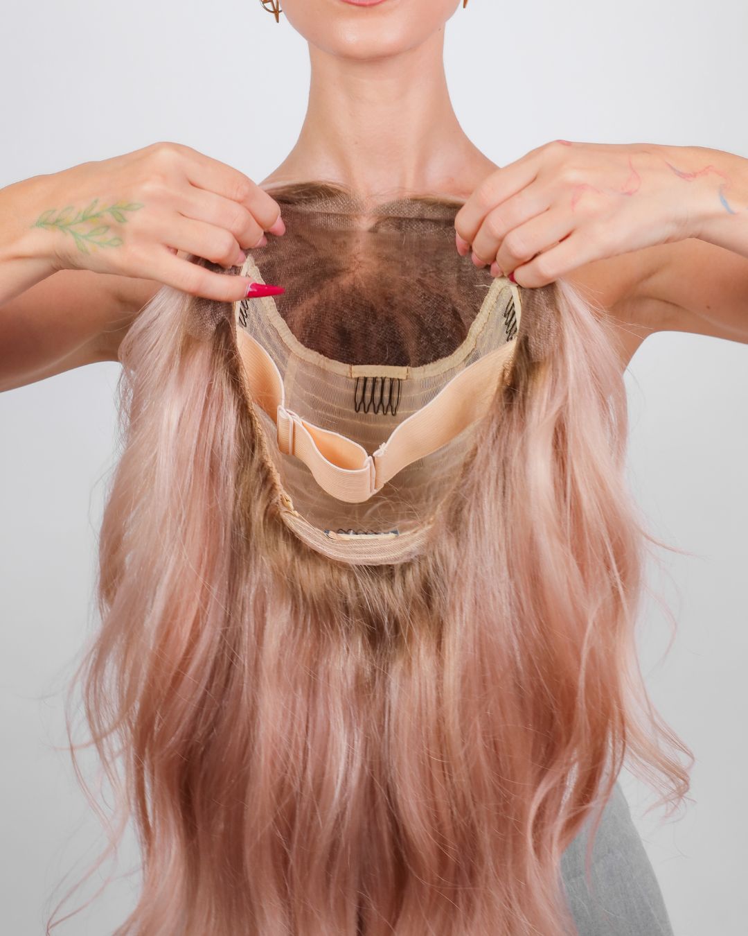 LIGHT ROOTED BLUSH NATURAL WAVE HUMAN HAIR WIG