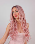 ORCHID PINK NATURAL WAVE HUMAN HAIR WIG