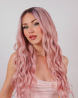 ORCHID PINK NATURAL WAVE HUMAN HAIR WIG