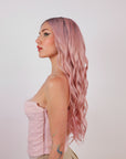 ORCHID PINK NATURAL WAVE HUMAN HAIR WIG