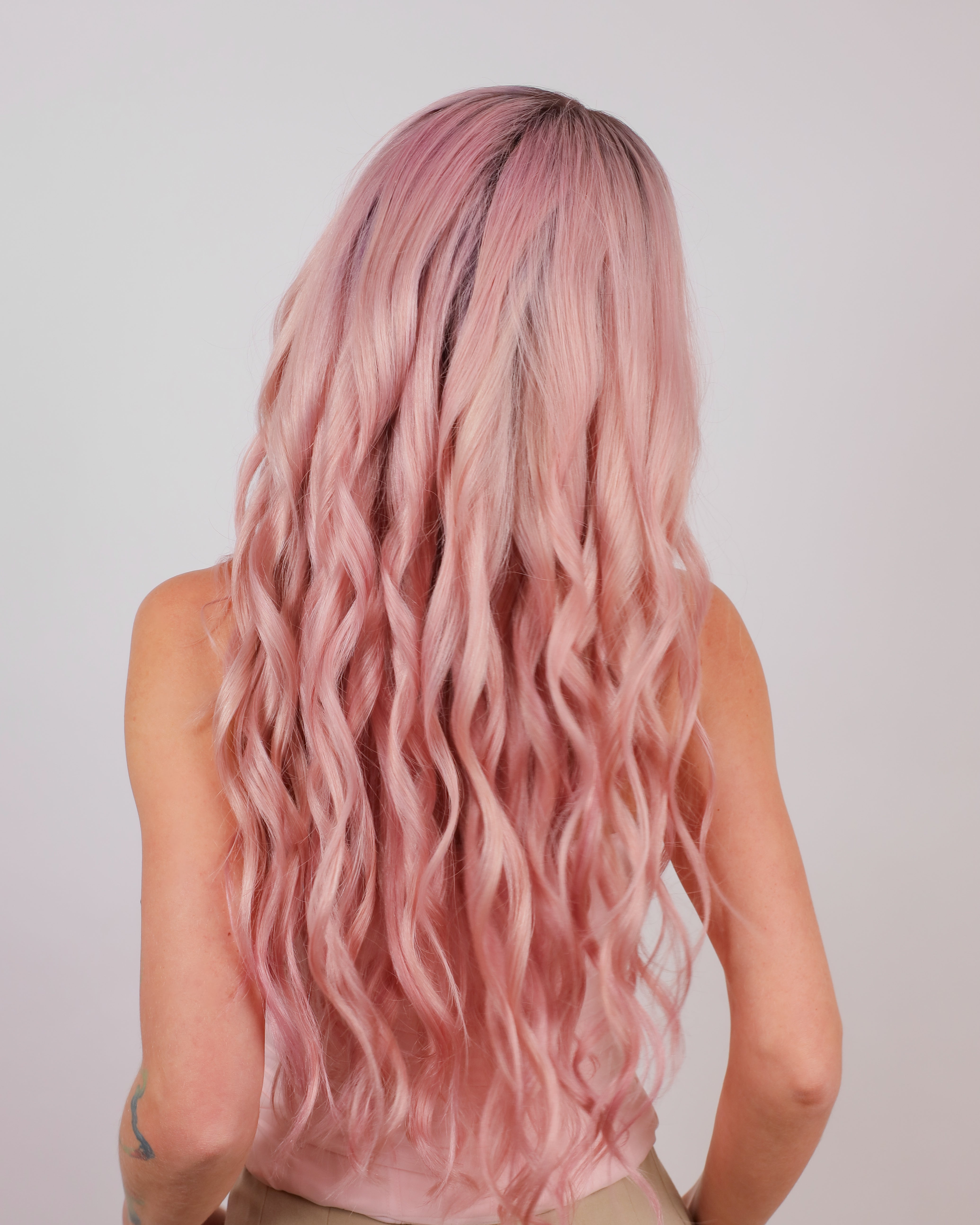 ORCHID PINK NATURAL WAVE HUMAN HAIR WIG