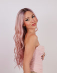 ORCHID PINK NATURAL WAVE HUMAN HAIR WIG