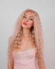 BLUSH PINK WATER WAVE HUMAN HAIR WIG