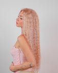 BLUSH PINK WATER WAVE HUMAN HAIR WIG