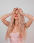 BLUSH PINK WATER WAVE HUMAN HAIR WIG
