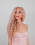 BLUSH PINK WATER WAVE HUMAN HAIR WIG