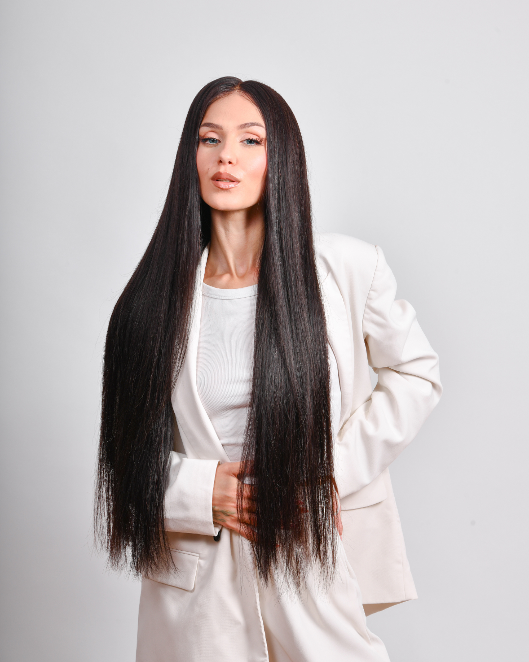 CHARCOAL BLACK ULTRA LENGTH HUMAN HAIR WIG