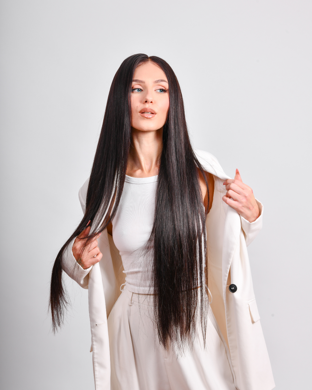 CHARCOAL BLACK ULTRA LENGTH HUMAN HAIR WIG