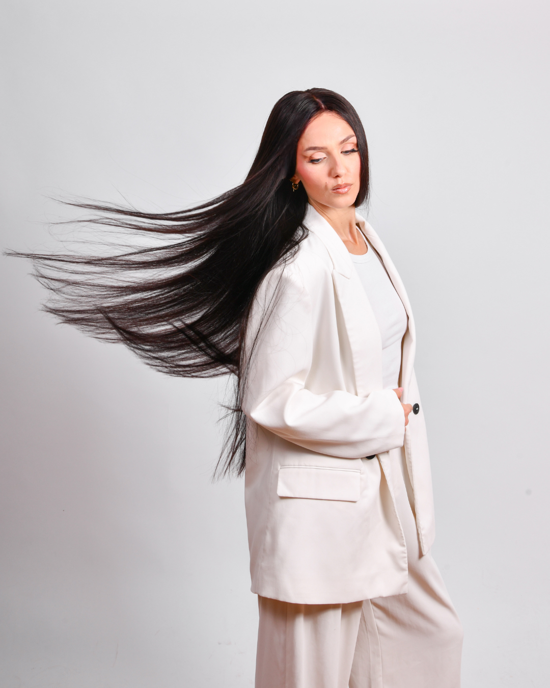 CHARCOAL BLACK ULTRA LENGTH HUMAN HAIR WIG