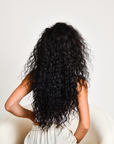 Charcoal Black Human Hair Wig in 22 Inch Deep Wave