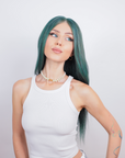 Ivy League Green Human Hair Wig