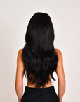 Charcoal Black Human Hair Wig in 20 Inch Straight