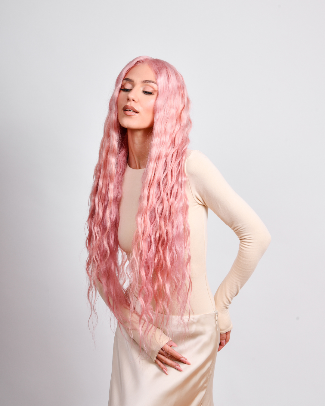 PETAL PINK ULTRA LENGTH HUMAN HAIR WIG
