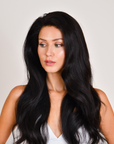 Charcoal Black Human Hair Wig in 20 Inch Straight