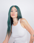 Ivy League Green Human Hair Wig