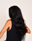 Charcoal Black Human Hair Wig in 20 Inch Straight