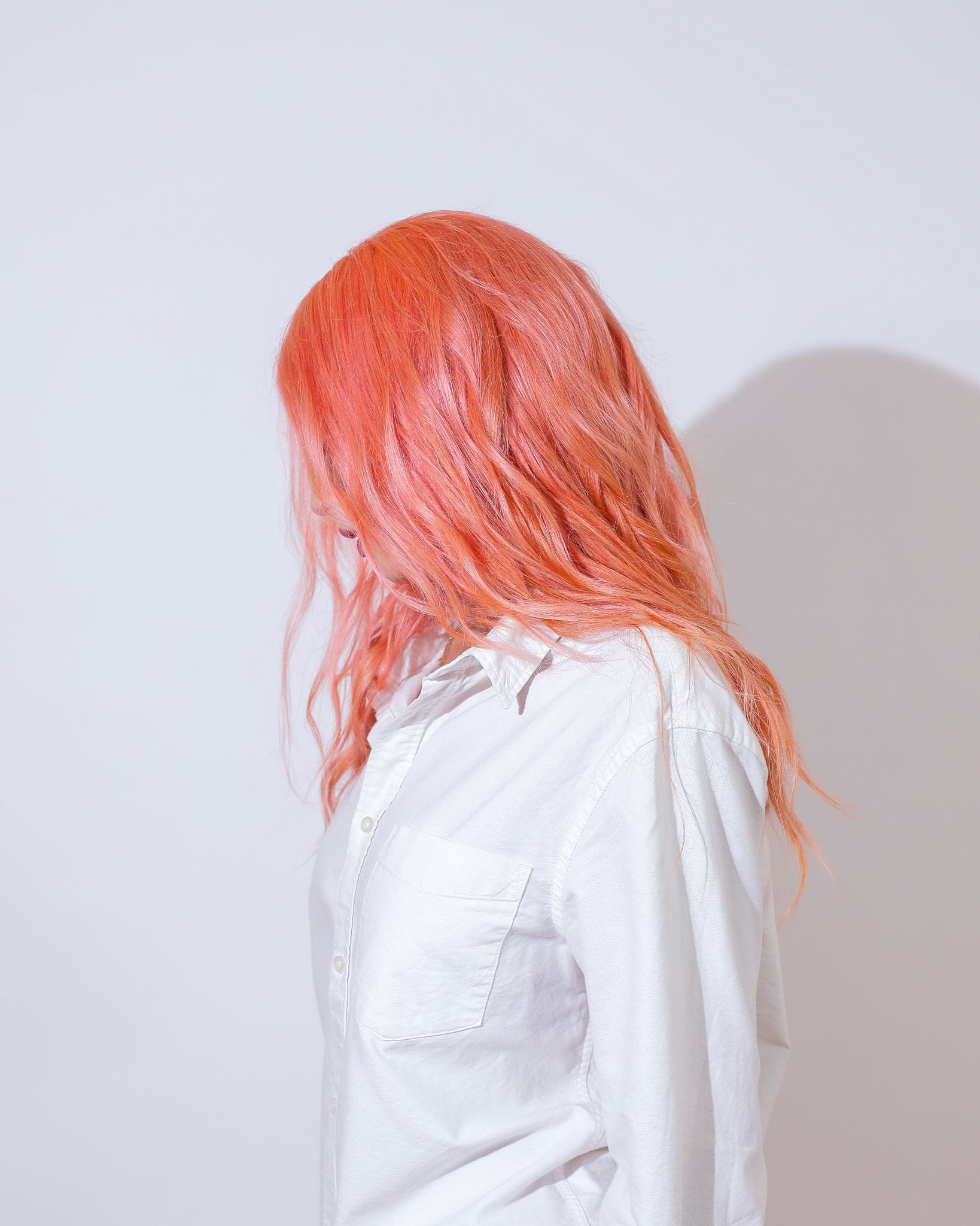 CORAL PINK SHAG HUMAN HAIR WIG