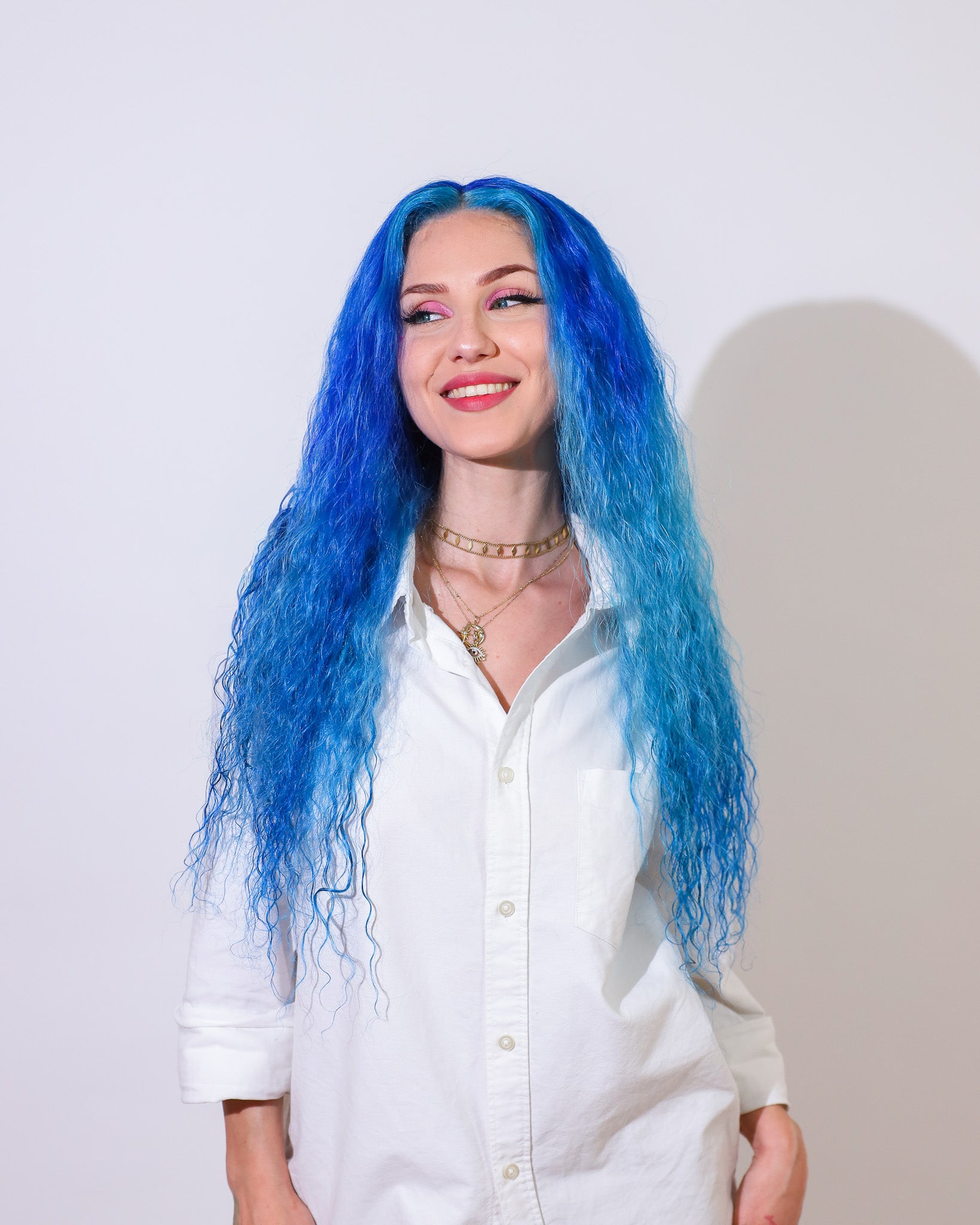 OCEAN DEPTHS BLUE HUMAN HAIR WIG