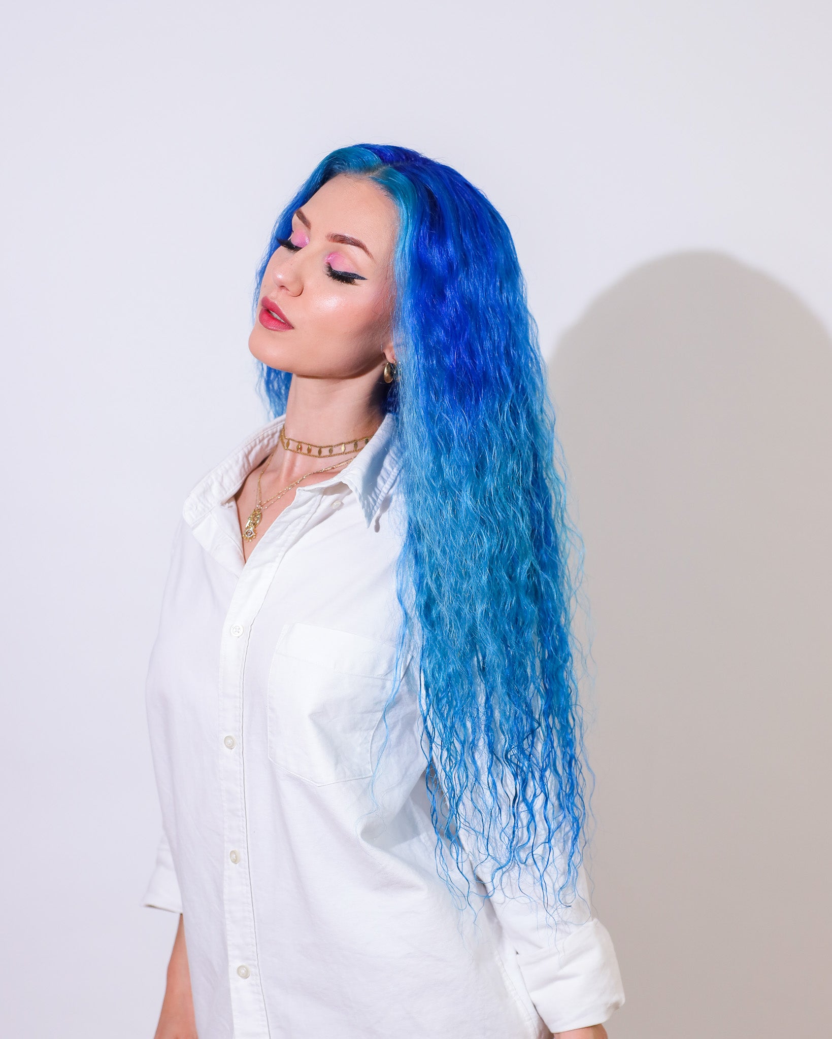 OCEAN DEPTHS BLUE HUMAN HAIR WIG