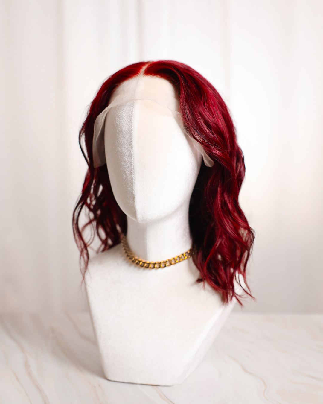 Ruby Red Human Hair Wig Bob