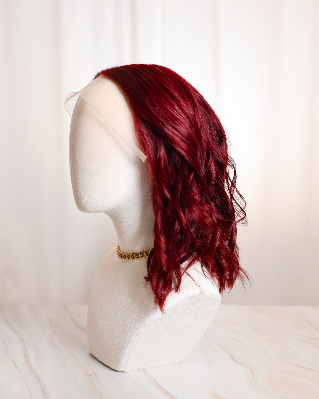 Ruby Red Human Hair Wig Bob
