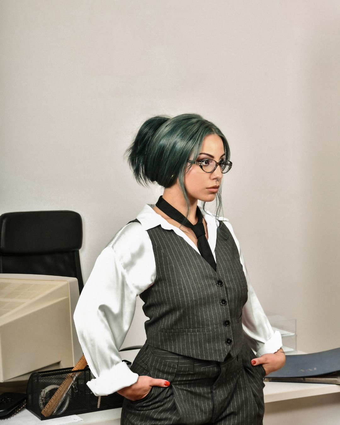 Ivy League Green Human Hair Wig
