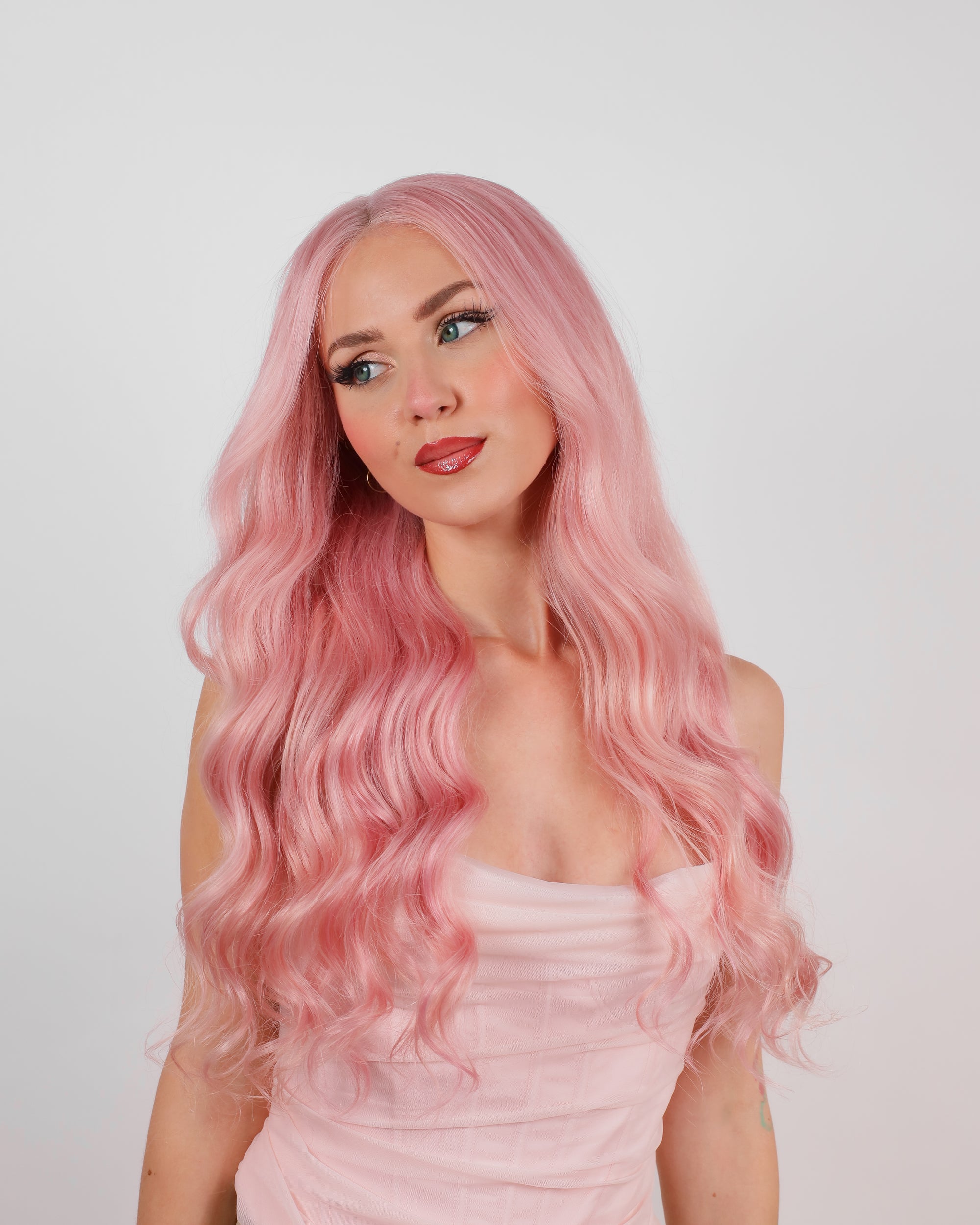 PETAL PINK NATURAL WAVE HUMAN HAIR WIG