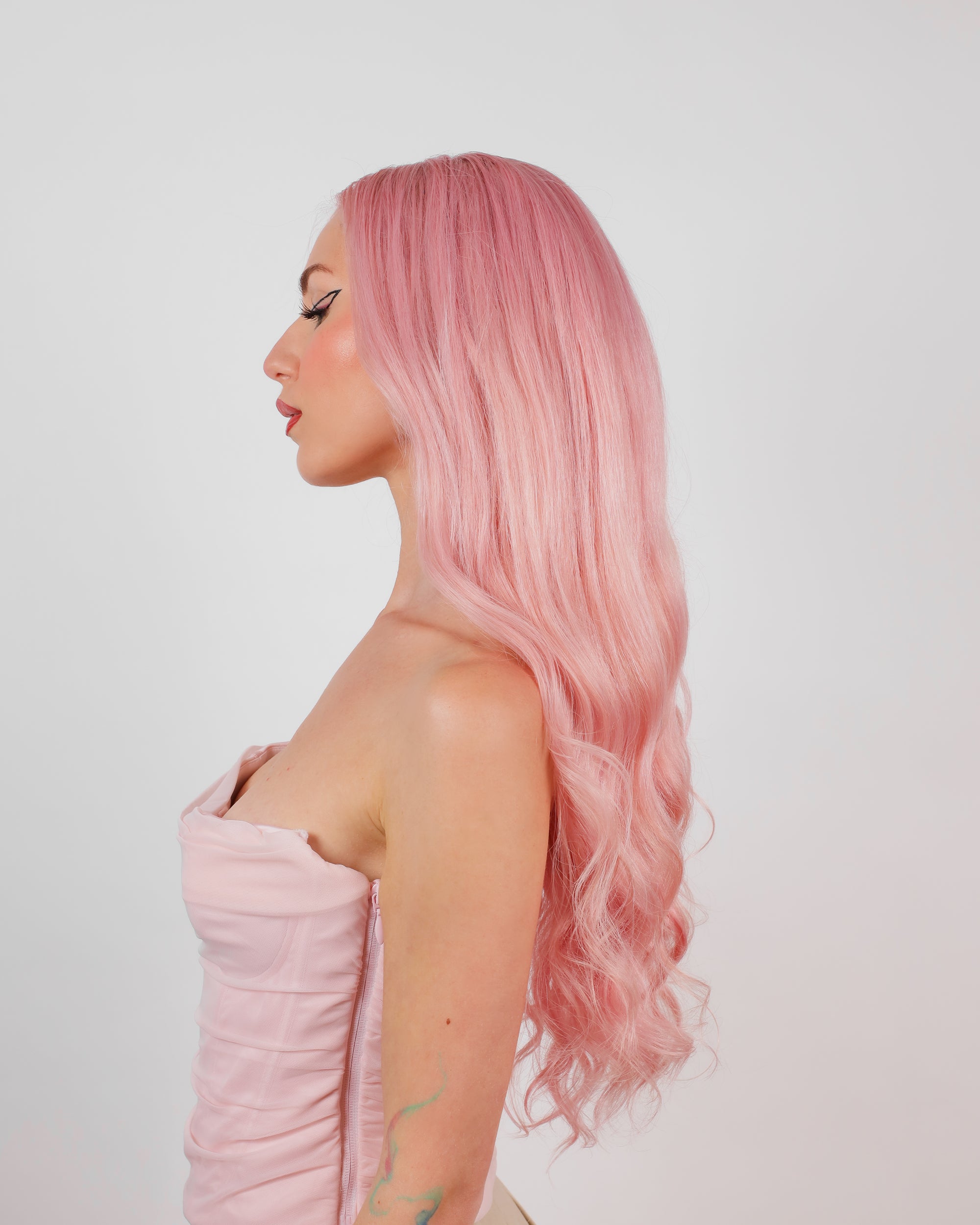 PETAL PINK NATURAL WAVE HUMAN HAIR WIG