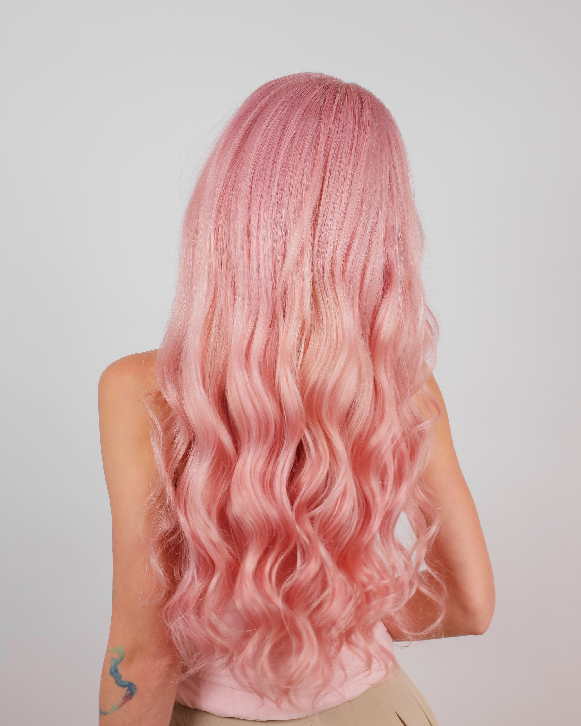 PETAL PINK NATURAL WAVE HUMAN HAIR WIG