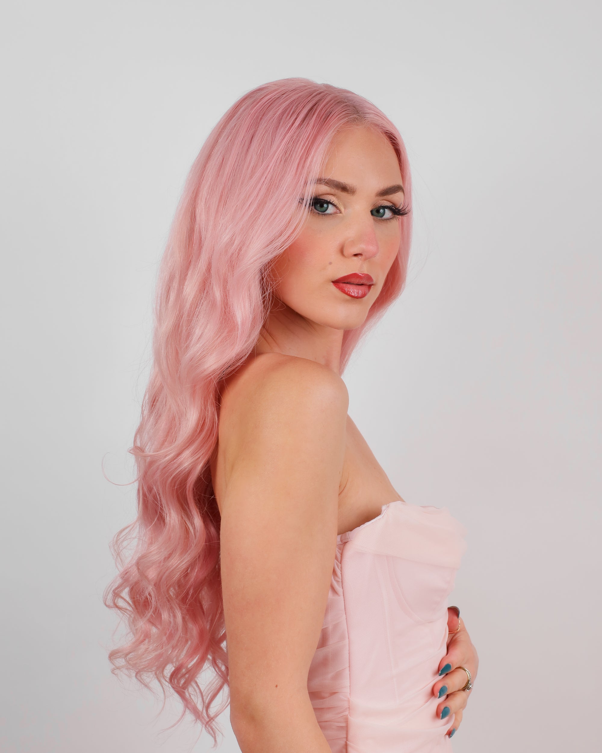 PETAL PINK NATURAL WAVE HUMAN HAIR WIG