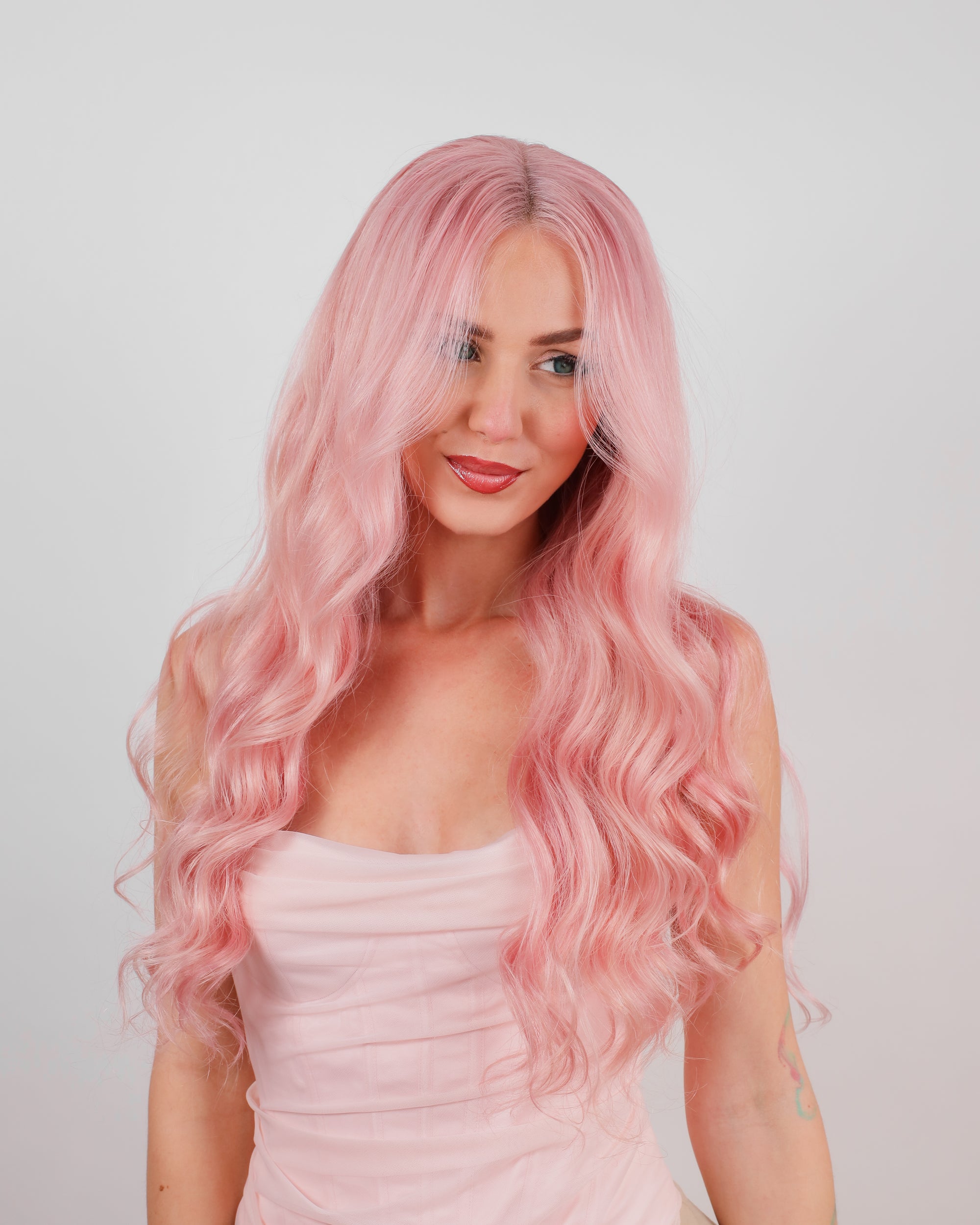 PETAL PINK NATURAL WAVE HUMAN HAIR WIG